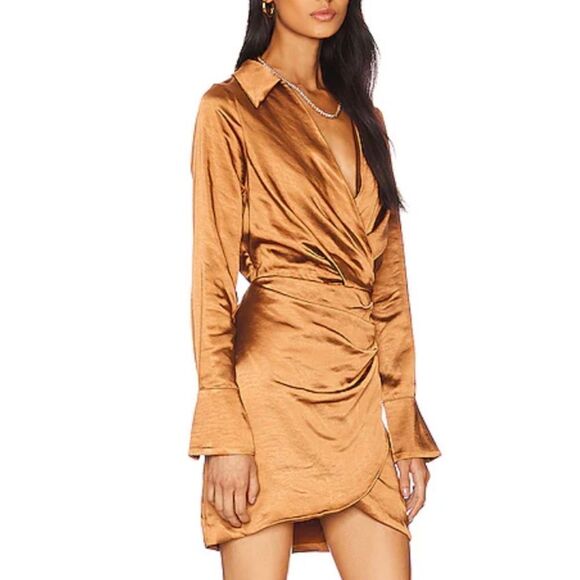 NWT LINE & DOT Bella Mini Dress In Camel Small Revolve - Picture 11 of 14